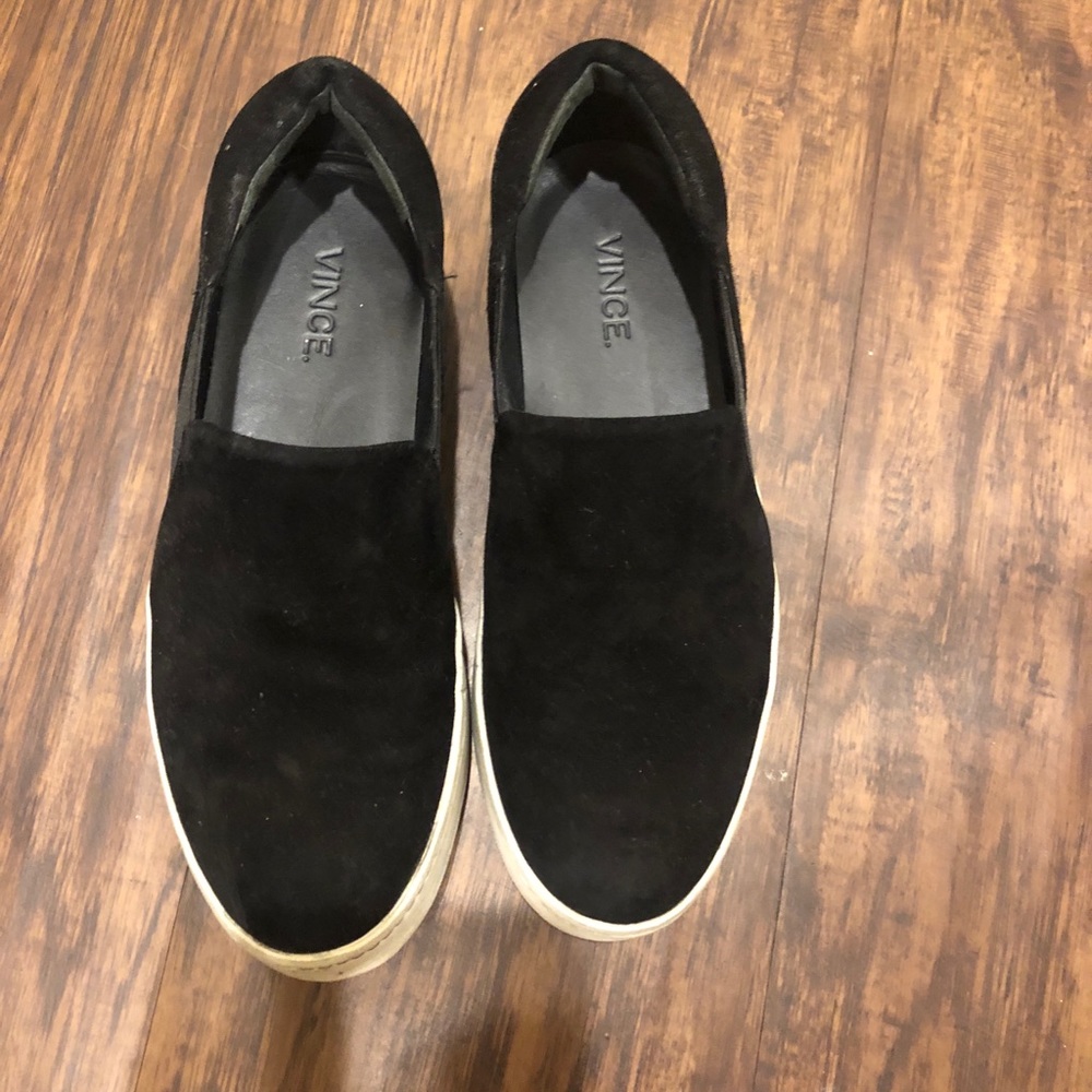 Vince slip on sneakers. Black suede. Size 6.